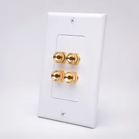 Vanco 28147W 2 Pair Binding Post Wall Plate