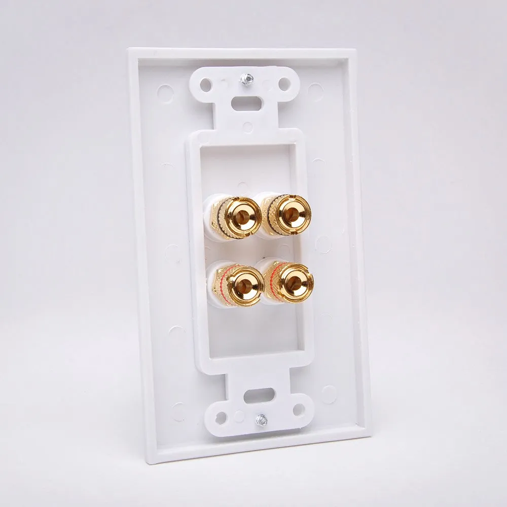Vanco 28147W 2 Pair Binding Post Wall Plate