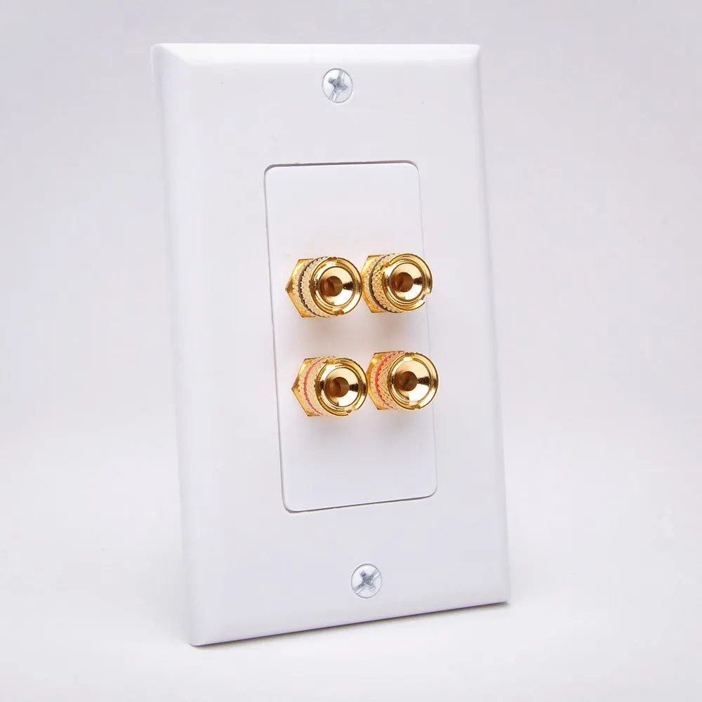 Vanco 28147W 2 Pair Binding Post Wall Plate