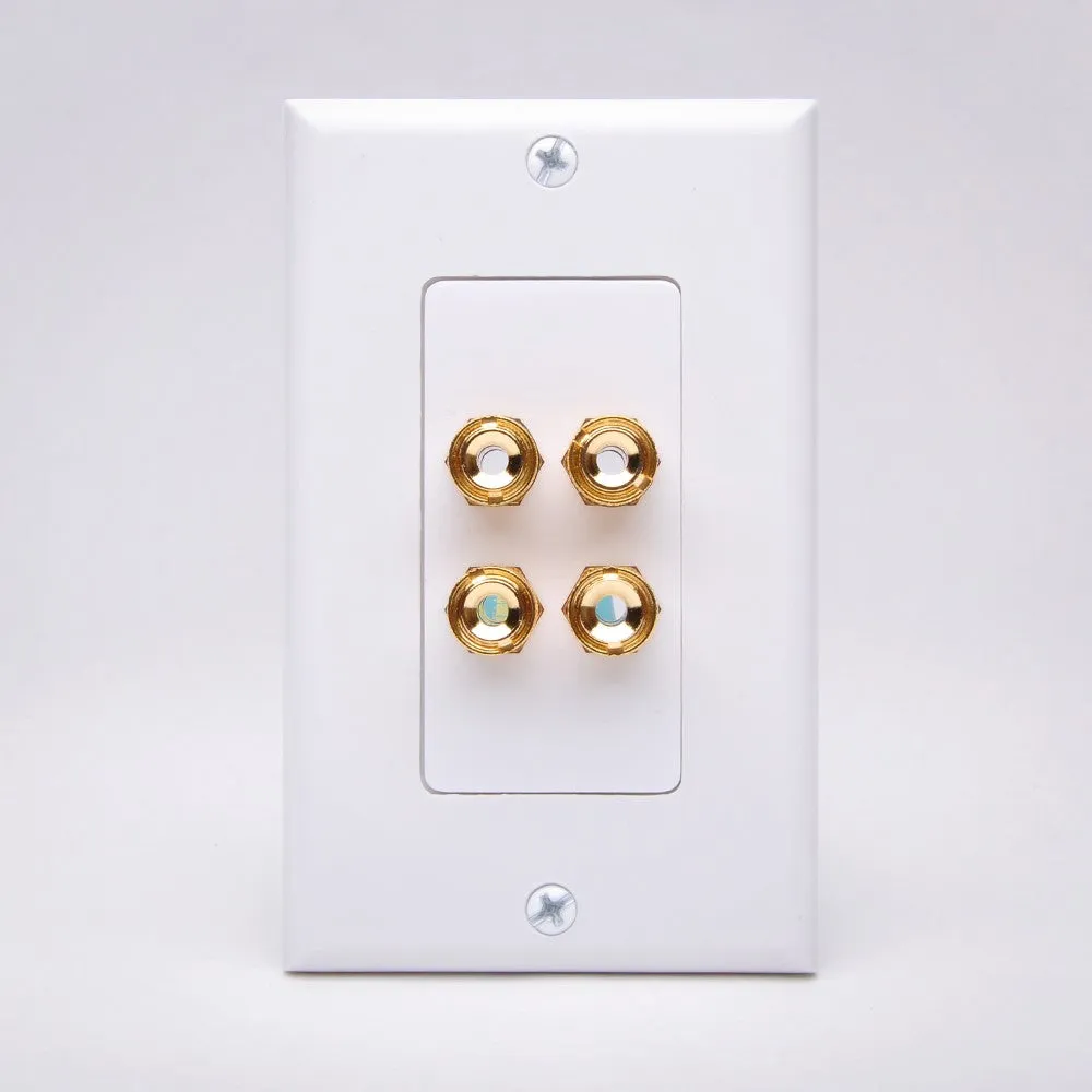Vanco 28147W 2 Pair Binding Post Wall Plate