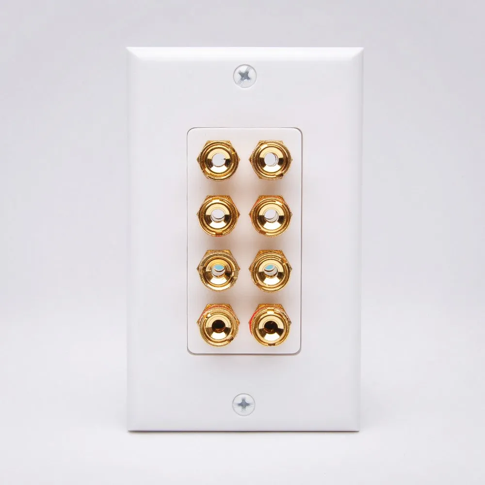 Vanco 28148W 4 Pair Binding Post Decor Wall Plate