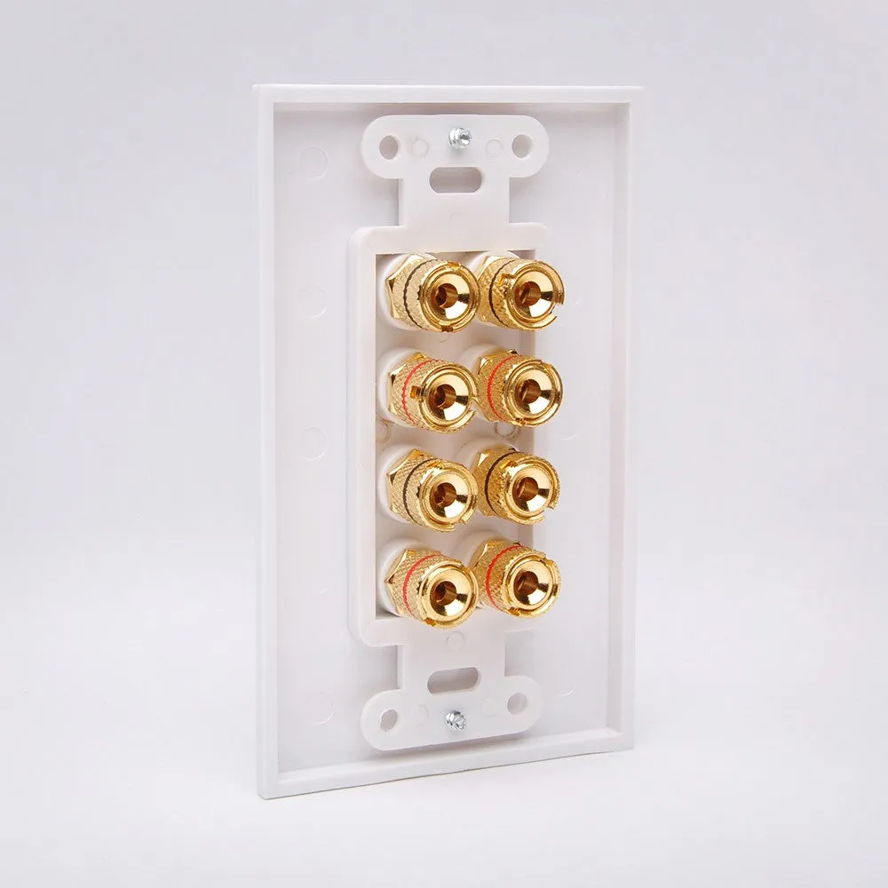 Vanco 28148W 4 Pair Binding Post Decor Wall Plate
