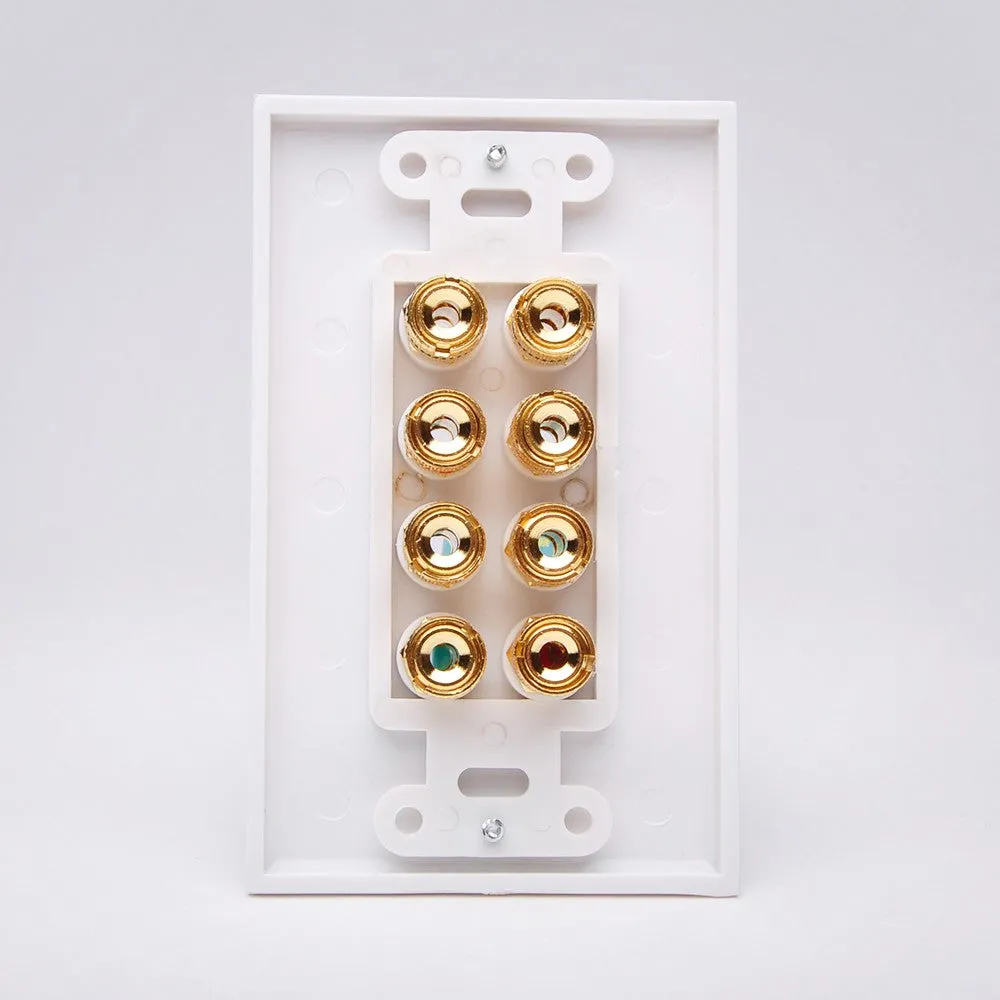 Vanco 28148W 4 Pair Binding Post Decor Wall Plate