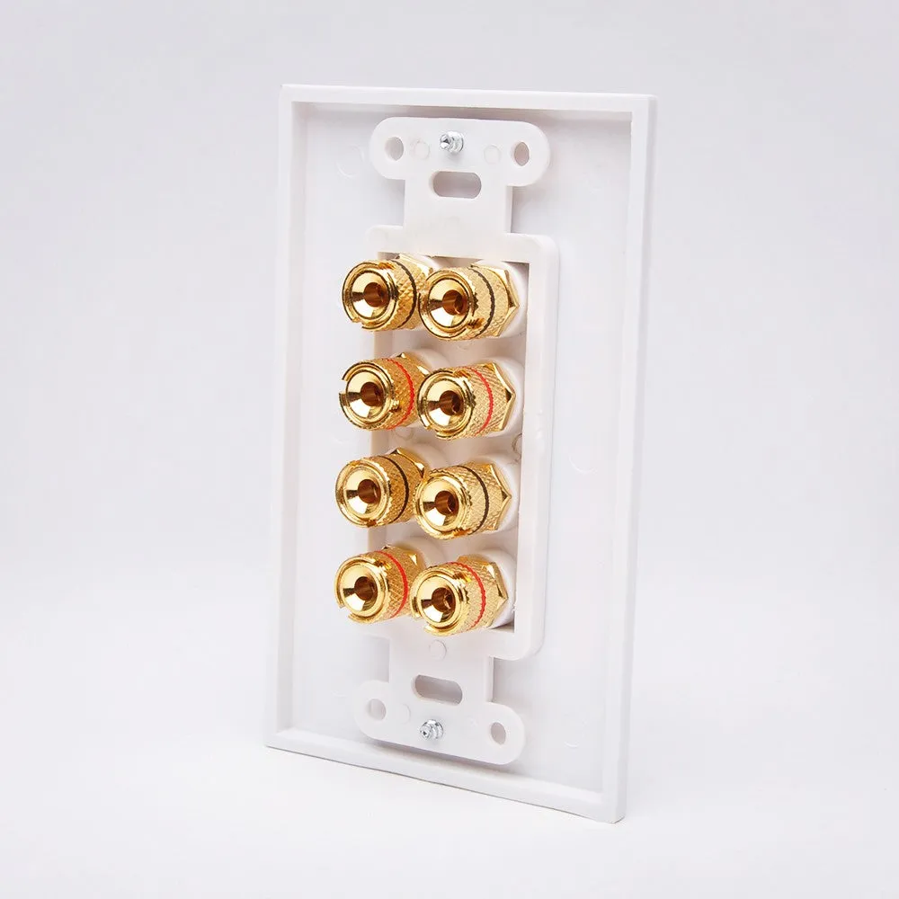 Vanco 28148W 4 Pair Binding Post Decor Wall Plate