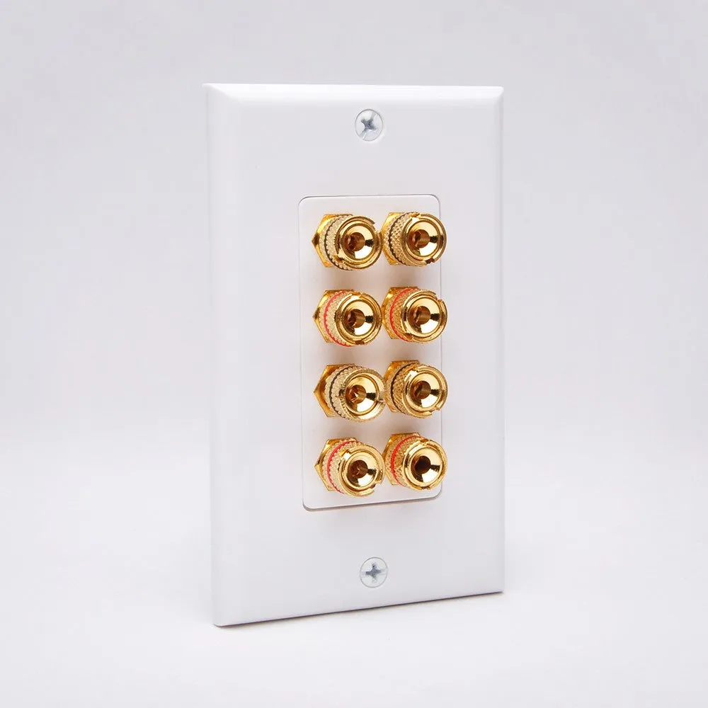 Vanco 28148W 4 Pair Binding Post Decor Wall Plate