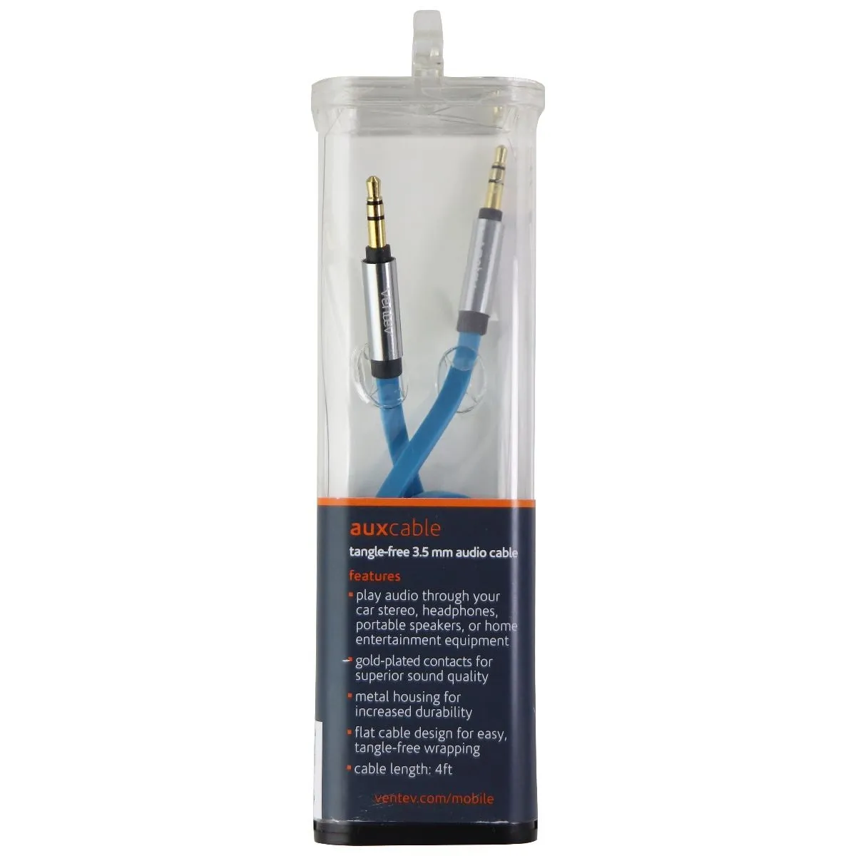 Ventev (4-Foot) 3.5mm to 3.5mm Tangle-Free Audio/Aux Cable - Blue