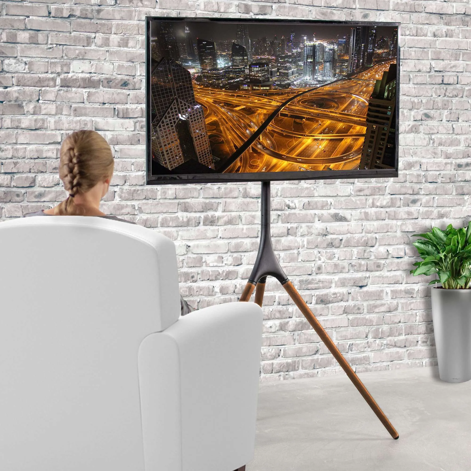 VIVO Black Easel Stand for 45" to 65" TVs, STAND-TV65A