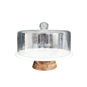 WHITE MARBLE BOARD W/GLASS DOME 33X28CM