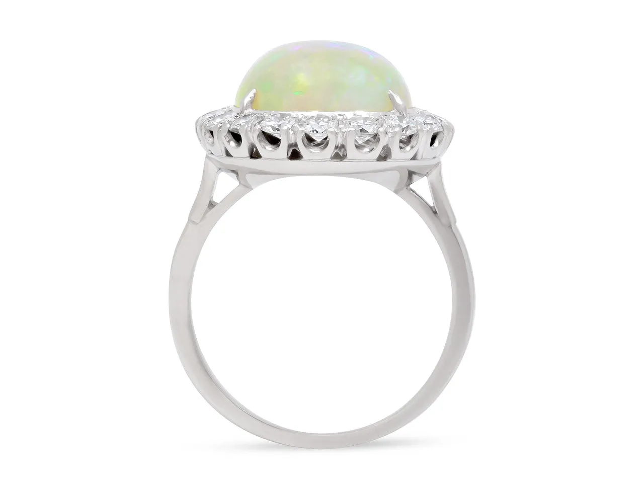 White Opal and Diamond Ring in Platinum