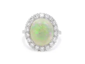 White Opal and Diamond Ring in Platinum