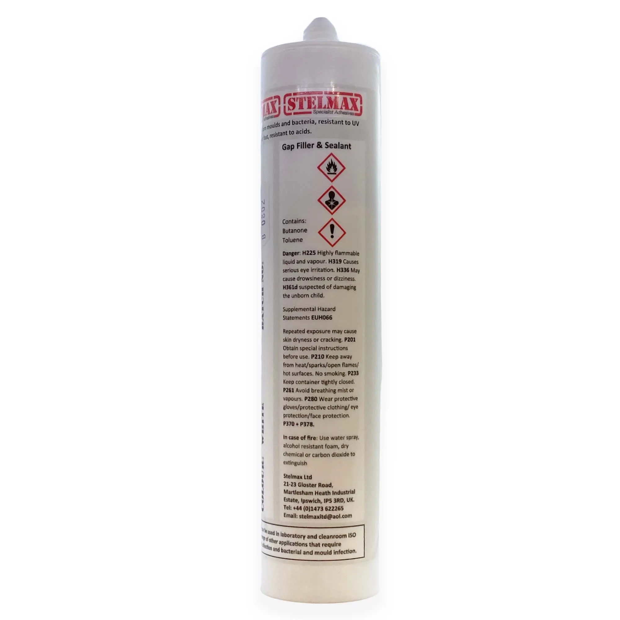 White Stelmax 1961 Gap Filler Sealant PVC Resin Cartridge Tube Crack Bonding