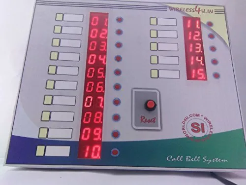 Wireless Office Call Bell System for 15 Users with HIGH Glow Digital Numeric Display and with INBUILT Bell
