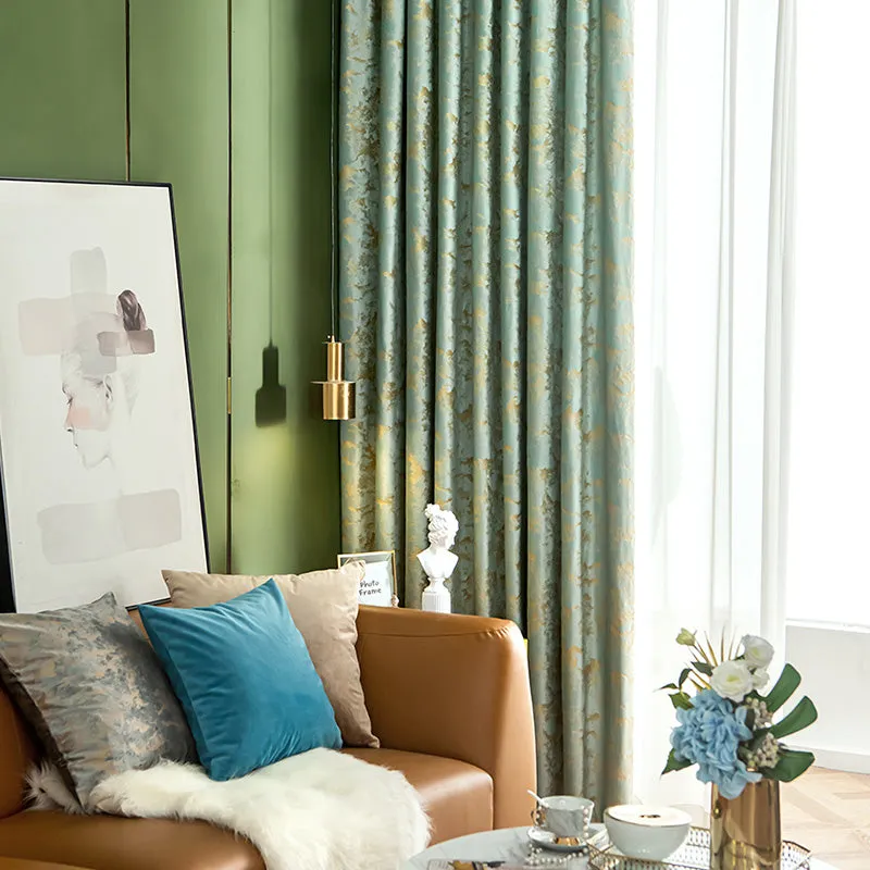 Zara Velvet Embossing Green Blackout Thermal Custom Curtain