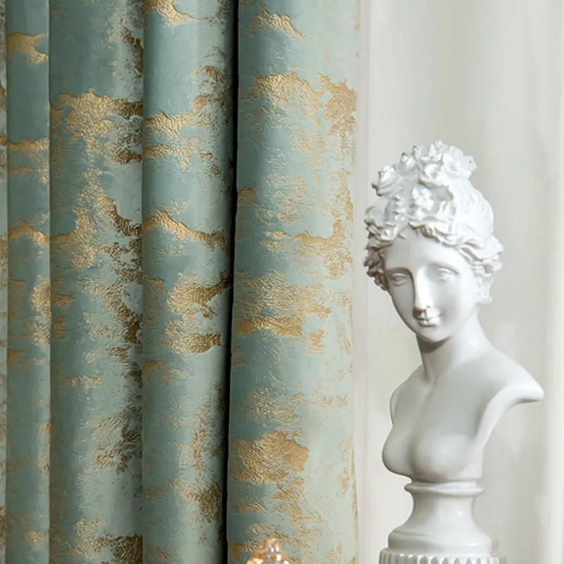 Zara Velvet Embossing Green Blackout Thermal Custom Curtain