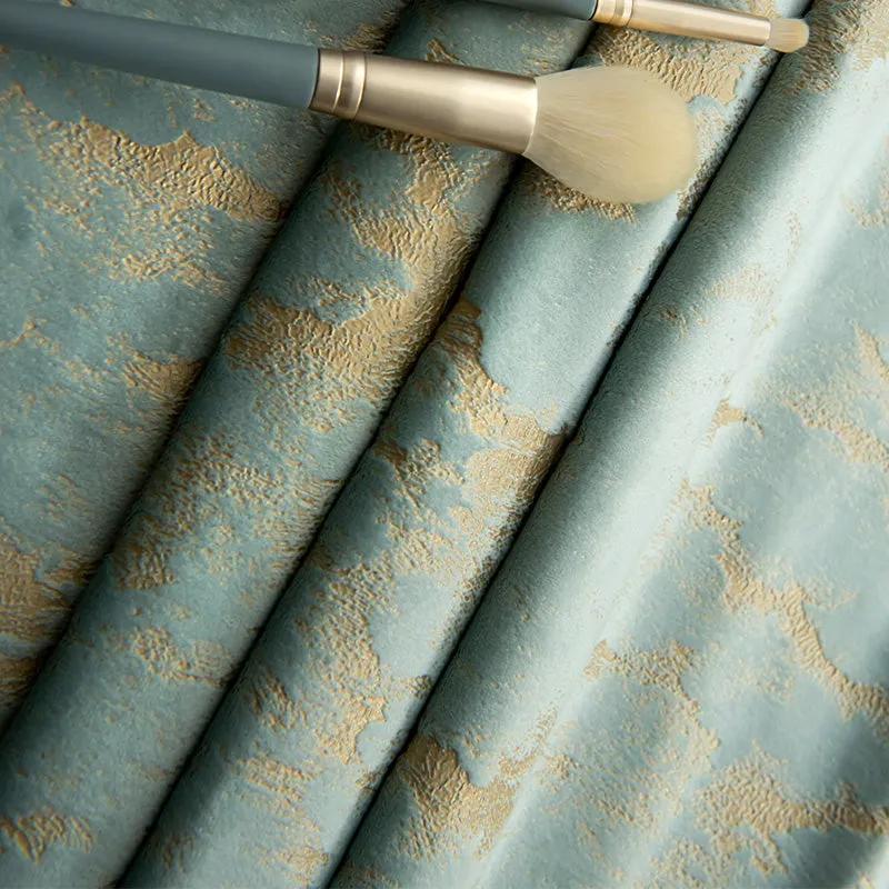 Zara Velvet Embossing Green Blackout Thermal Custom Curtain