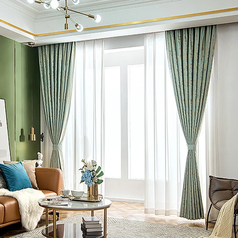 Zara Velvet Embossing Green Blackout Thermal Custom Curtain