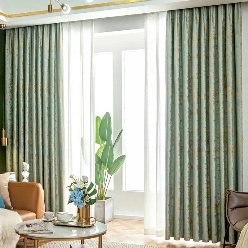 Zara Velvet Embossing Green Blackout Thermal Custom Curtain