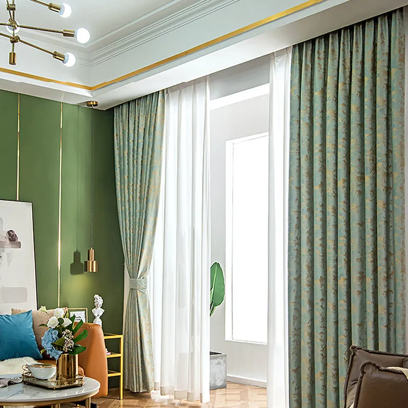 Zara Velvet Embossing Green Blackout Thermal Custom Curtain