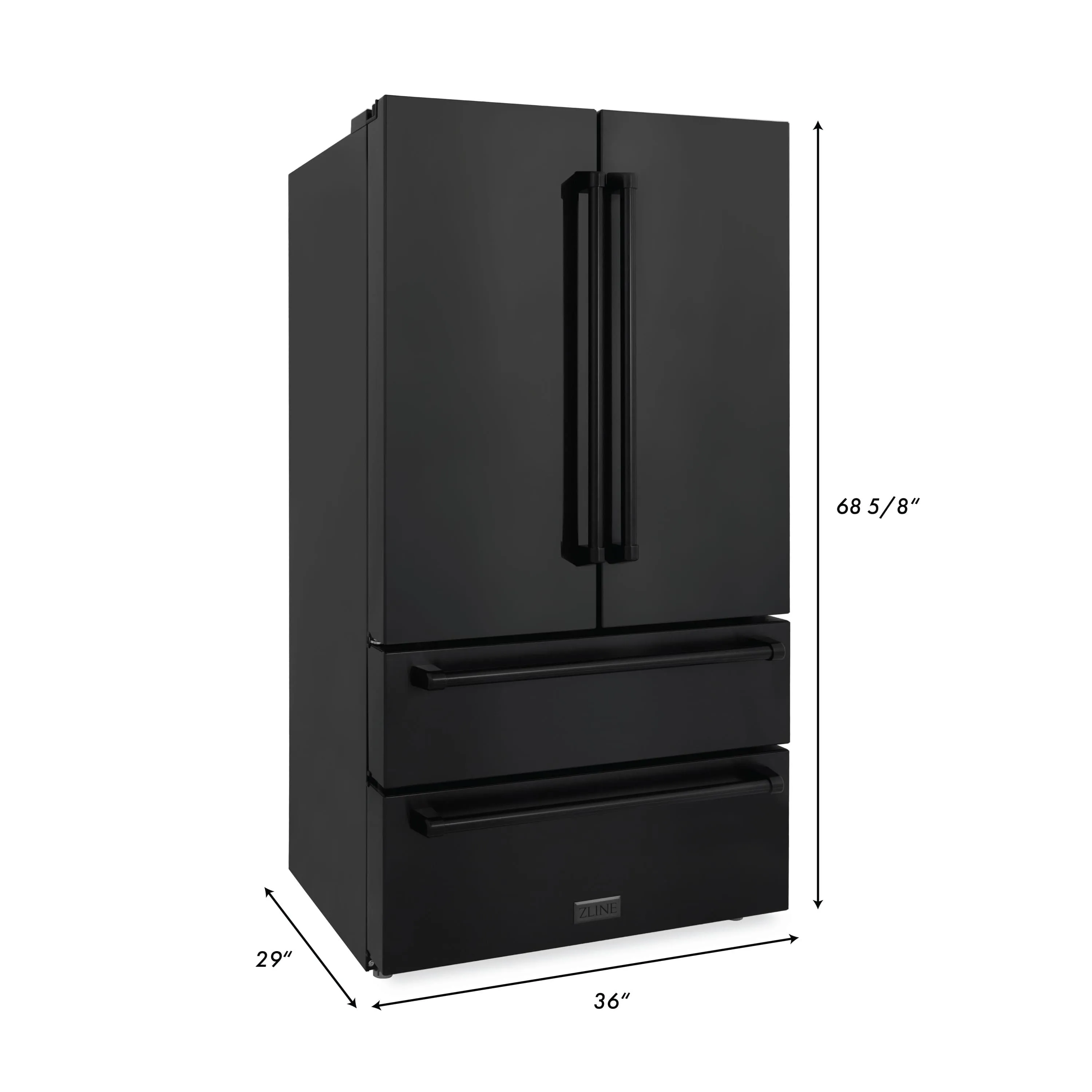 ZLINE 4-Piece Appliance Package - 30-Inch Rangetop with Brass Burners, Refrigerator, 30-Inch Electric Wall Oven, and Convertible Wall Mount Hood in Black Stainless Steel (4KPR-RTBRH30-AWS)
