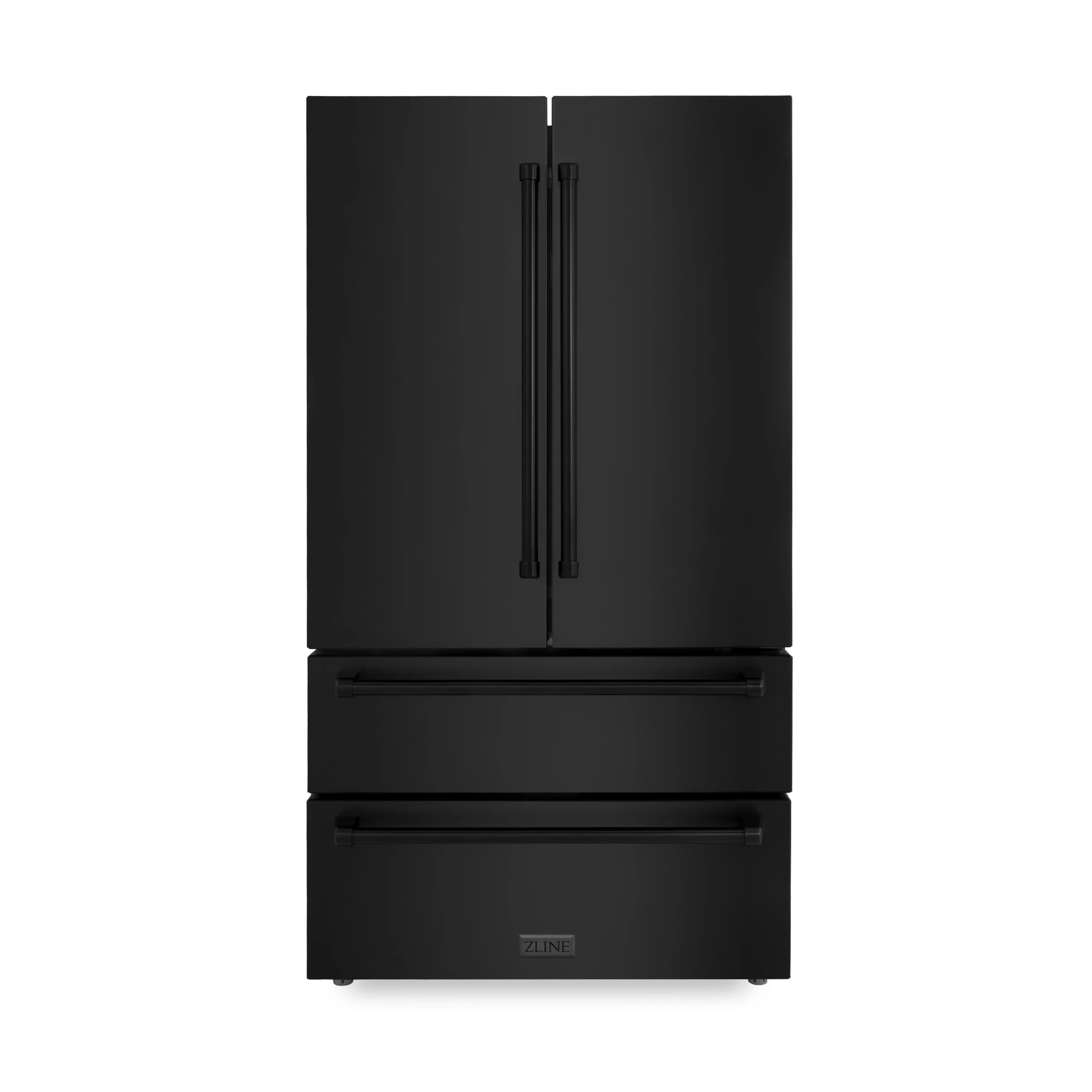 ZLINE 4-Piece Appliance Package - 30-Inch Rangetop with Brass Burners, Refrigerator, 30-Inch Electric Wall Oven, and Convertible Wall Mount Hood in Black Stainless Steel (4KPR-RTBRH30-AWS)