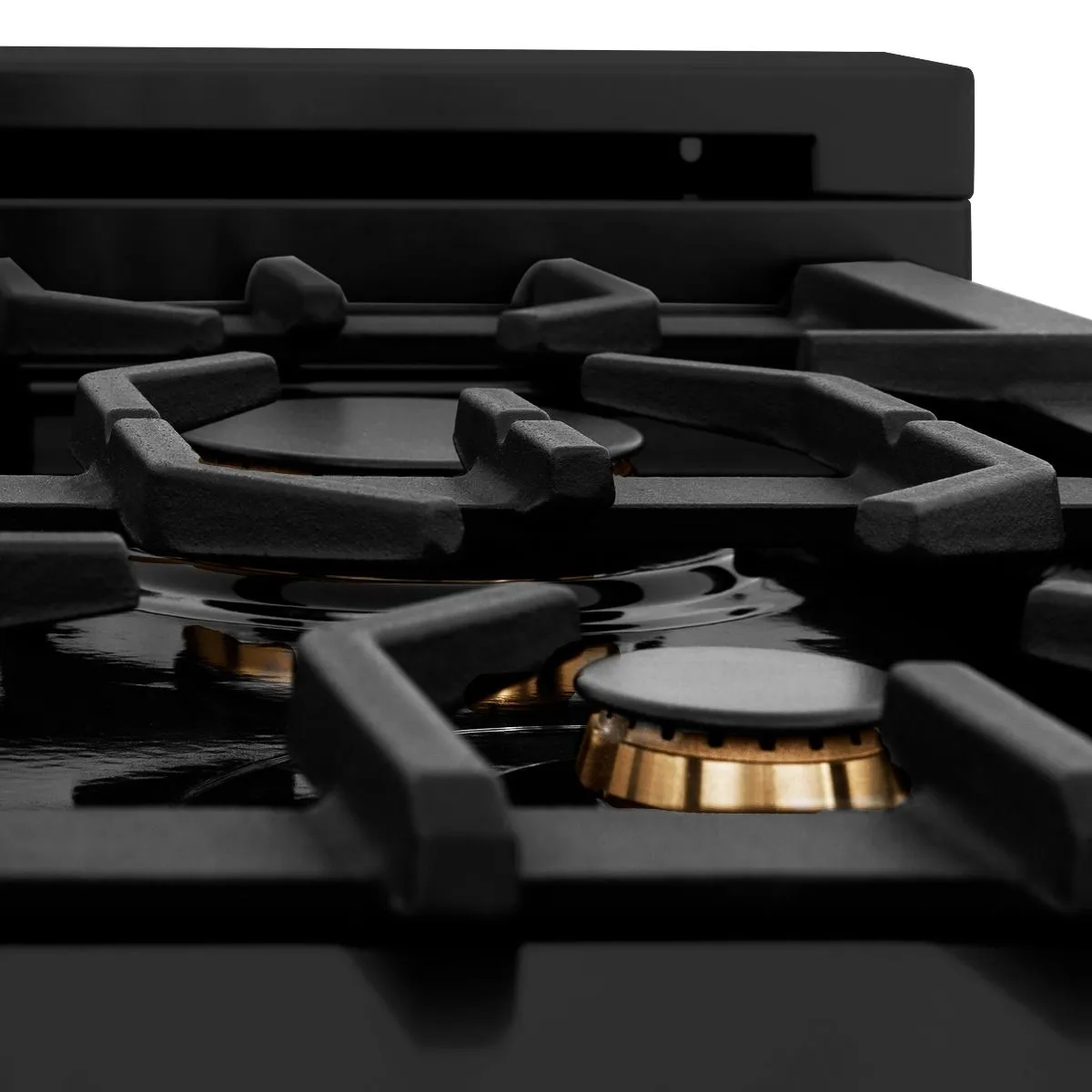 ZLINE 4-Piece Appliance Package - 30-Inch Rangetop with Brass Burners, Refrigerator, 30-Inch Electric Wall Oven, and Convertible Wall Mount Hood in Black Stainless Steel (4KPR-RTBRH30-AWS)