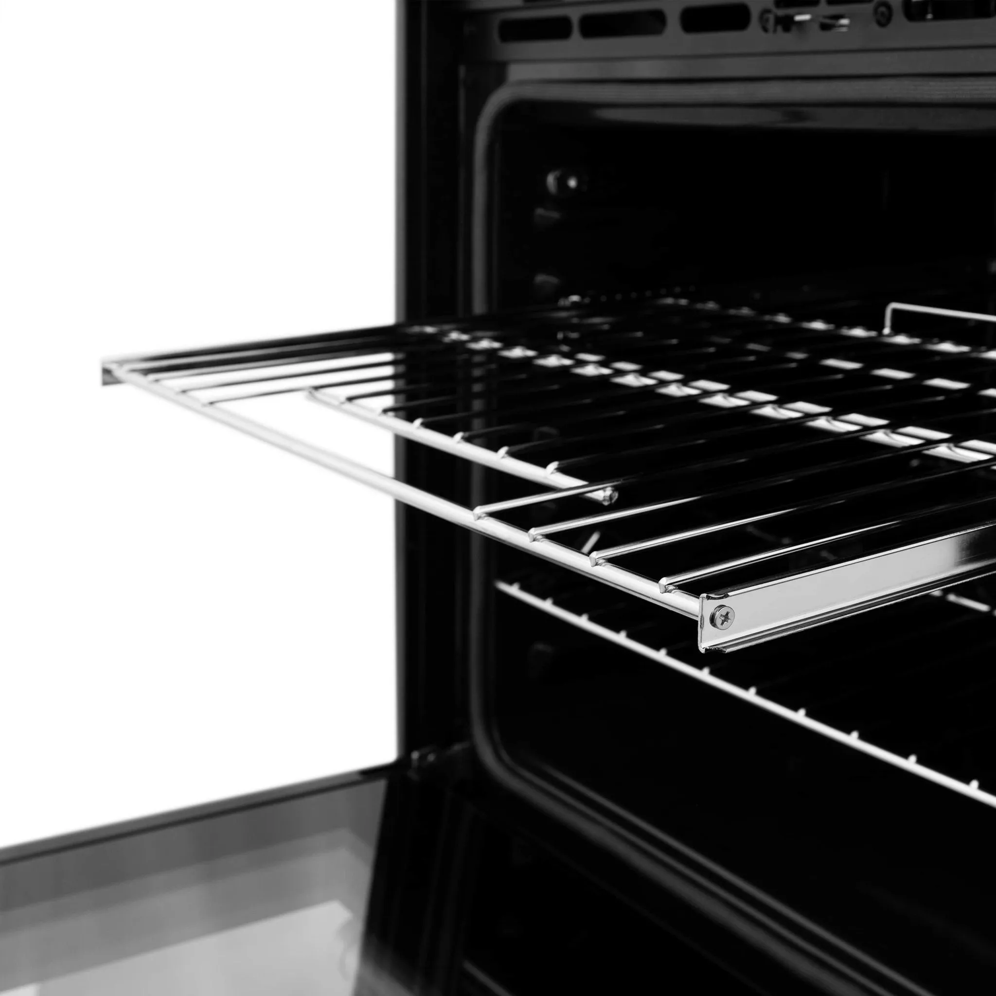 ZLINE 4-Piece Appliance Package - 36-Inch Rangetop with Brass Burners, Refrigerator, 30-Inch Electric Double Wall Oven, and Convertible Wall Mount Hood in Black Stainless Steel (4KPR-RTBRH36-AWD)